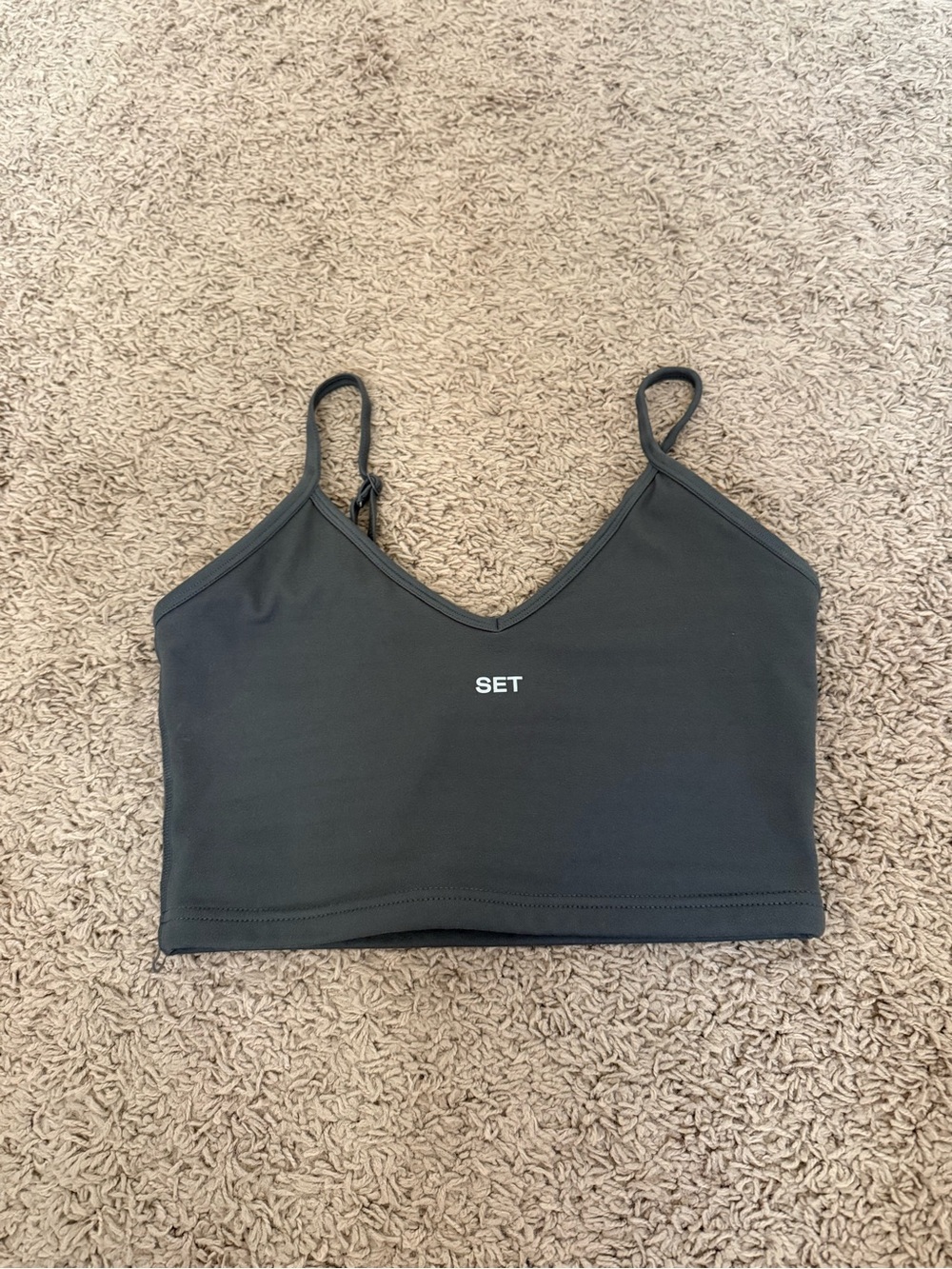 SET Active FormCloud Mini V Longline Bra Dark Grey Women’s Size small Sports Bra